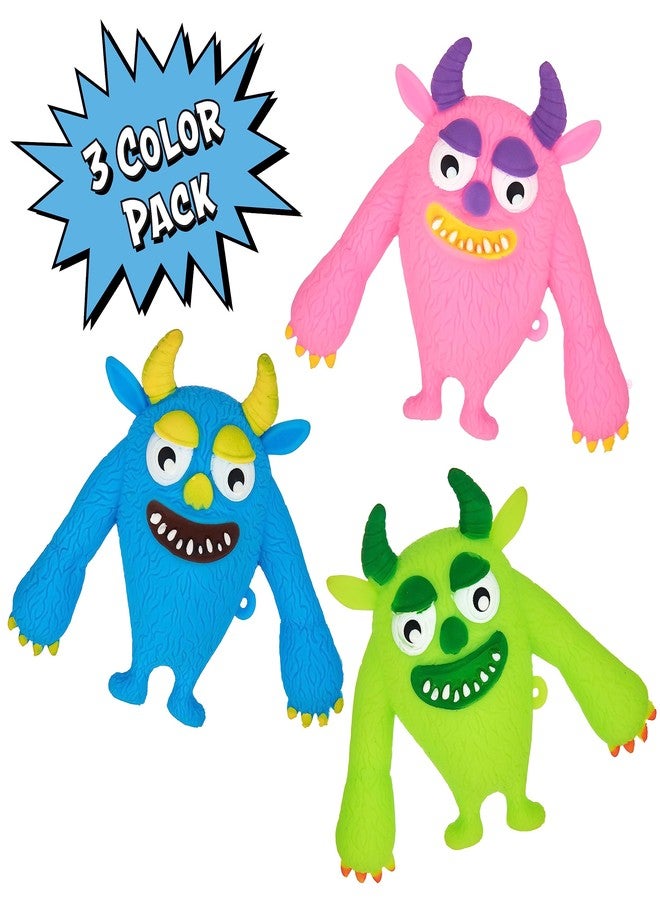 Expressions 3pc Monster Squishy Fidget Toys - Stretch, Squeeze & Squish Stress Relief Toys, Action Figures for Boys, Valentine's & Easter Gifts for Kids - Image 2